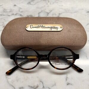Ernest Hemingway Round Tortoise Eyeglass Frames with Case 44/19/137 4631 New